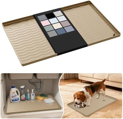 URMONA Waterproof Silicone Under Sink Mat, 22 x 14 in, Flexible Shelf Liner by URMONA