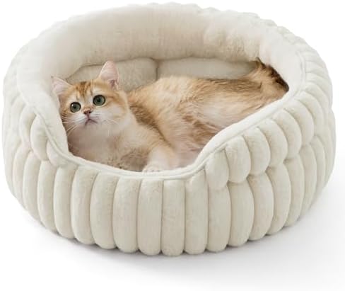 Bedsure ComfyFleece® Washable Cute Cat Bed, Soft Round Kitten Bed by BEDSURE