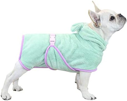 Dog Bathrobe, Microfiber Fast Drying Absorbent Hooded Bath Towel by HDKUW