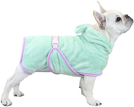 Dog Bathrobe, Microfiber Fast Drying Absorbent Hooded Bath Towel by HDKUW