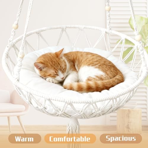 Cat Hammock Cat Window Perch, Bohemian-Style Hanging Basket Swing, Soft Pet Bed - Image 5