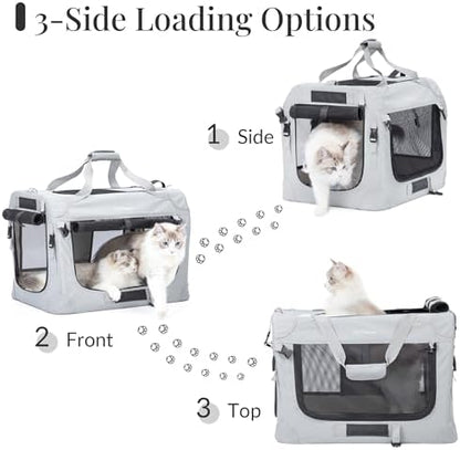 Extra Large Cat Carrier for 2 Cats, Collapsible Soft Sided Pet XL Crate for - Image 4