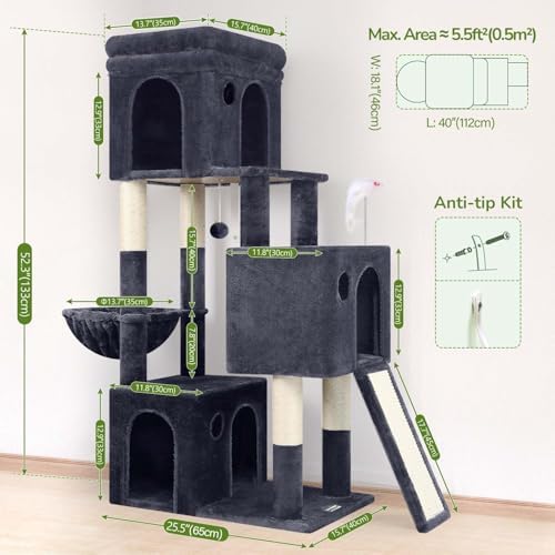 Globlazer Heavy Duty Cat Tree for Indoor Cats Large Adult, Dark Grey - Image 6