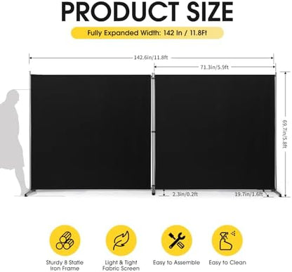 Rantila 2 Large Panels Room Divider, Portable Office Divider, Convenient Movable - Image 2
