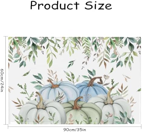 Giwawa Fall Blue Pumpkin Bath Rug Autumn Harvest Bathtub Mat Non Slip Absorbent - Image 3