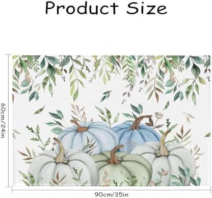 Giwawa Fall Blue Pumpkin Bath Rug Autumn Harvest Bathtub Mat Non Slip Absorbent - Image 3