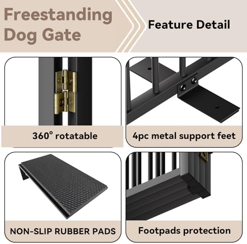 SNUOWU Full Metal Freestanding Dog Gate - Image 4