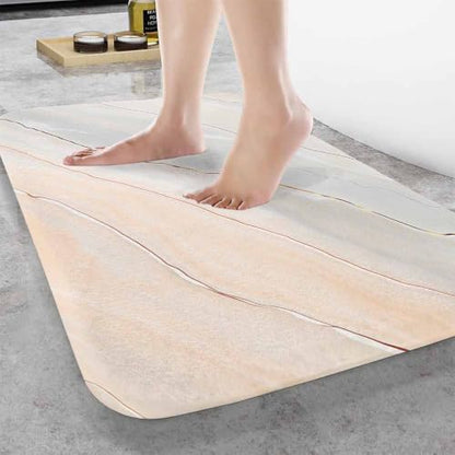 Marble Bath Mat for Bathroom Light Marble Texture Stone Rock Floor Grey Pink - Image 2