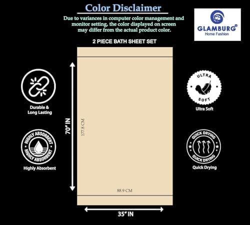 GLAMBURG Cotton 2 Pack Oversized Bath Sheet 35 x 70, Large Bath Sheet, Ultra - Image 6