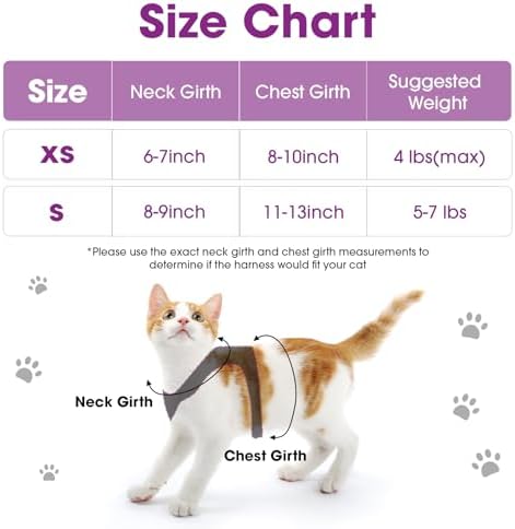 Cat Harness and Leash Set, Escape Proof Kitten Harness Purple XS - Image 2