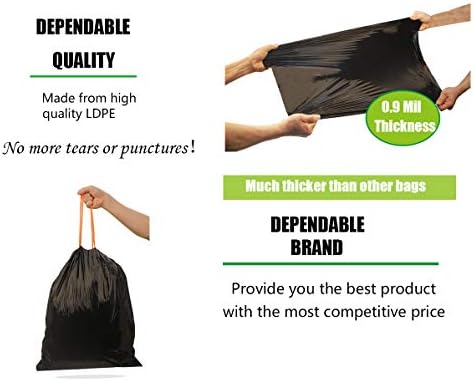 Besli 8 Gallon Black Drawstring Trash Bag Garbage Bag Trash Can Liner, 0.9 Mil - Image 3