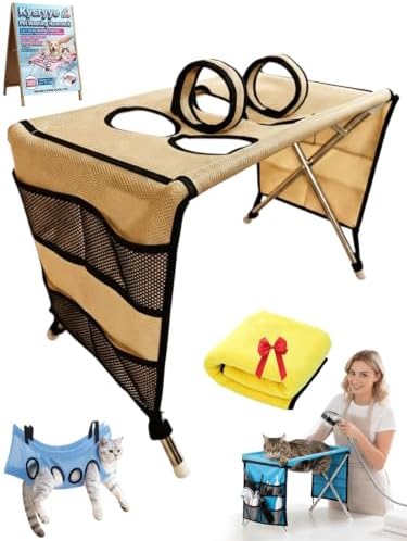 Dog Grooming Table 2-in-1 Foldable Pet Grooming Bed Pet Bathing Station by Unknown