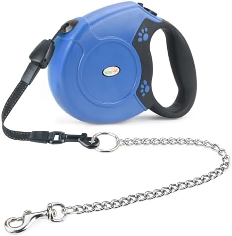 Idepet Heavy Duty Retractable Dog Leash Steel Chain 16ft Pet Leashes by Idepet