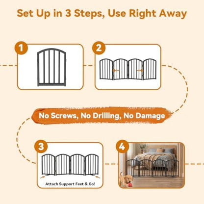 SNUOWU 16 Inch Full Metal Freestanding Short Dog Gate - Image 7