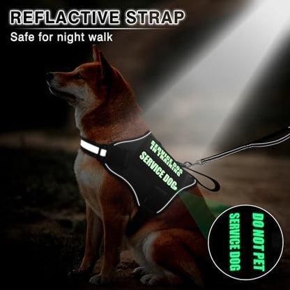 Service Dog Vest Harness and Leash Set+10 Patches, Easy Walk Black M - Image 5