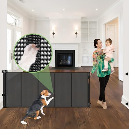 96" Wide Reinforced Retractable Baby Gates, Prevent Crawling Under by BabyPetSafetyGate