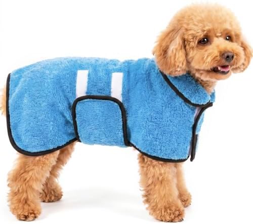 Dog Bathrobe, Super Absorbent for Small to Large Dogs, Light Blue S by Bienbee