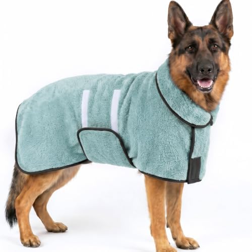 Dog Bathrobe, Super Absorbent for Small to Large Dogs, Light Green 2XL by Bienbee