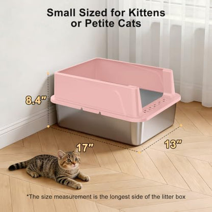 FURTIME Stainless Steel Cat Litter Box, Small Cats Metal Litter Box - Image 4