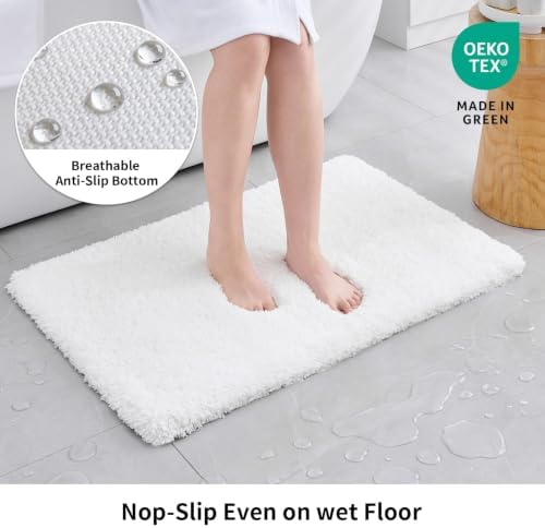 Disolla White Bathroom Rugs 17x24, Microfiber Non-Slip Plush Small Bath Mat - Image 4