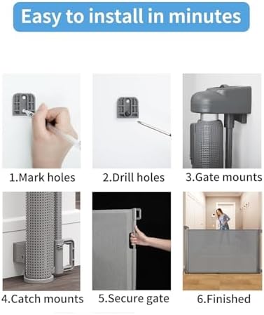 33" H Retractable Baby&Dog Gate, Fits up to 55" W, Hardware Mounted - Image 6