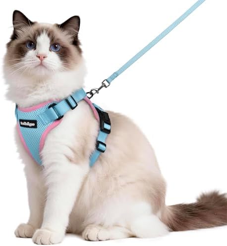 rabbitgoo Cat Harness and Leash Set, Escape Proof Vest, Light Blue & Pink by rabbitgoo