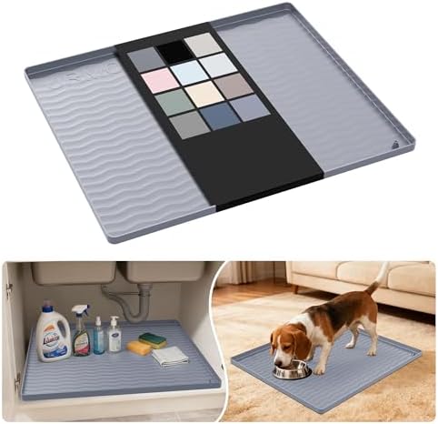 URMONA Waterproof Silicone Under Sink Mat, 22 x 19 in, Flexible Shelf Liner by URMONA