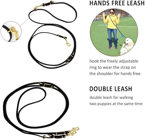 Multi Function 8ft Genuine Leather Hands Free Dog Training Leash - Image 3