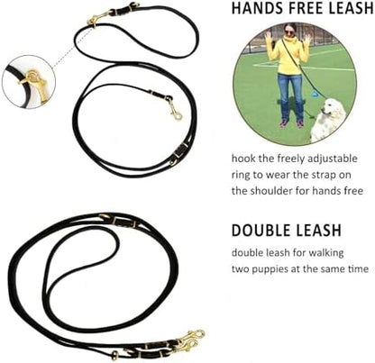Multi Function 8ft Genuine Leather Hands Free Dog Training Leash - Image 3