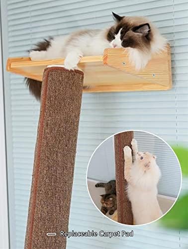 Modern 78.7“ Tall Leaning Wall Carpet Cat Tree Tower Scratching Post Pillar - Image 2