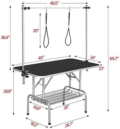 Yaheetech 45-inch Large Heavy Duty Pet Dog Grooming Table W/Adjustable Overhead - Image 2