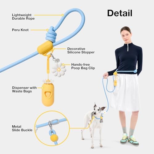 VETRESKA Hands-Free Dog Leash, 8FT Daisy Rope Leash - Image 3