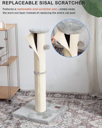 34" Cat Scratching Post with Replaceable Sisal Scratcher - Image 2
