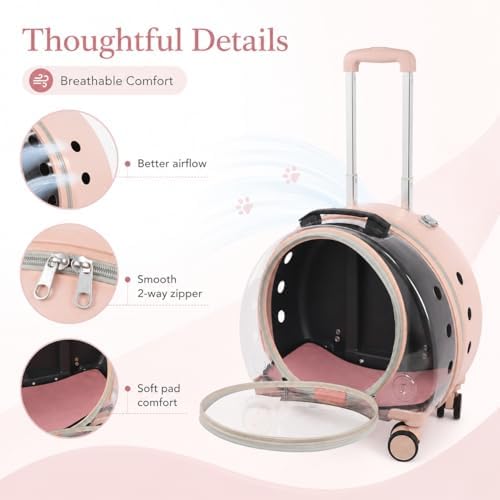Clear Rolling Pet Carrier, Breathable Cat Carrier - Image 5