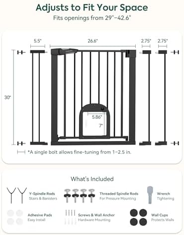 Babelio Dog Gate with Adjustable Cat Door, CatPrivilege III - Image 4