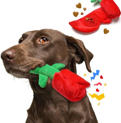 lilfrd Rose Valentines Day Dog Toy, Squeaky Crinkle Puzzle Gift by Lilfrd