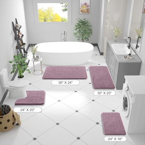 OLANLY Bathroom Runner Rugs 47x24, Extra Soft Absorbent Chenille Bath Rugs - Image 2