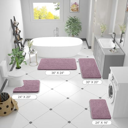 OLANLY Bathroom Runner Rugs 59x20, Extra Soft Absorbent Chenille Bath Rugs - Image 2