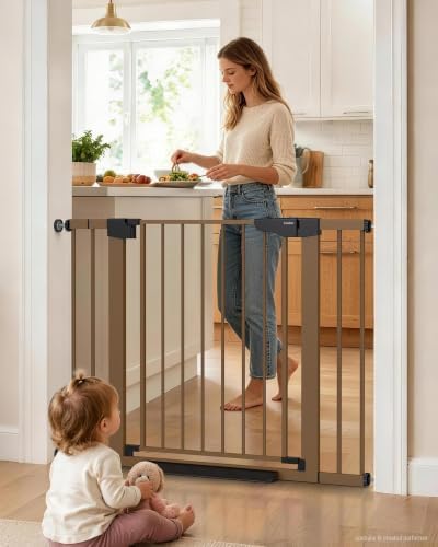 Cumbor 30-43" Wide Baby Gate, Auto-Close Walk-Through Safety Gate by Cumbor