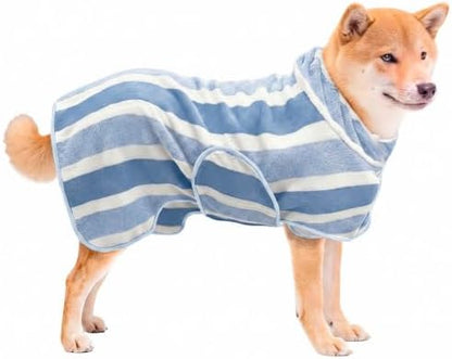 Fast‑Drying Dog Bathrobe, Absorbent Striped Pet Towel by PawSailor