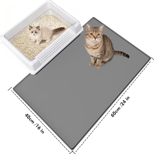 Cat Litter Mat 24" x 16", Soft Silicone Material, Easy Clean Waterproof No Slip - Image 2