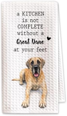 Great Dane Kitchen Towel, Funny Dog Lover Kitchen Decor by SHESCRZIONU