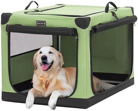 PETSFIT 40" Soft Portable Dog Crate – Patented Spiral Sturdy Frame, Collapsible by Petsfit