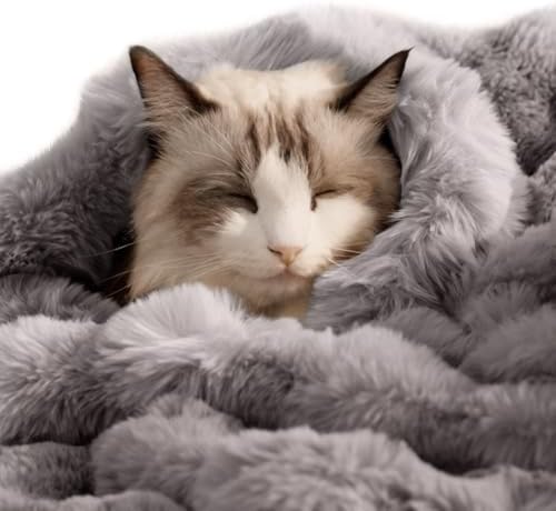 SOMAHE Soft Faux Fur Pet Blanket, Medium 28x22 Dark Gray by COZYHOMECHICSTYLE