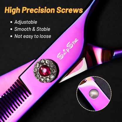 7in 25° Curved 60 Teeth Thinning Dog Grooming Scissors - Image 5