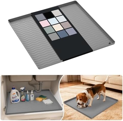 URMONA Waterproof Silicone Under Sink Mat, 22 x 22 in, Flexible Shelf Liner by URMONA