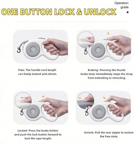 Small Breed Dual Retractable Dog Leash One-Button Break and Lock, Non-Slip Grip - Image 3