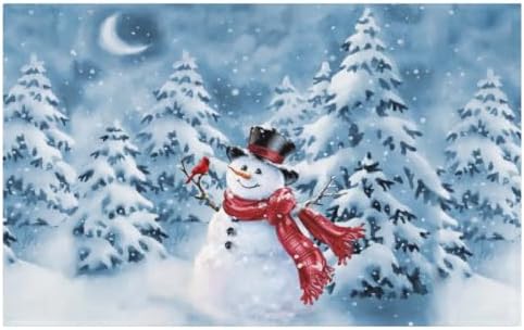 Giwawa Blue Snowman Bath Rug Winter Pine Tree Absorbent Front Door Mat 20x32 by Giwawa