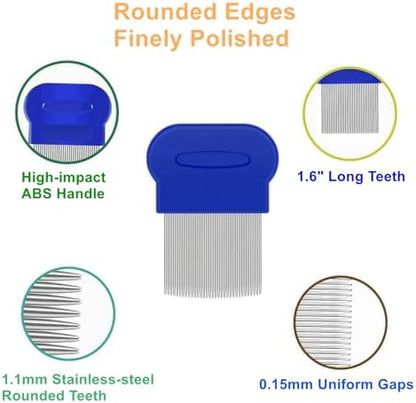 5 Pack Flea Lice Comb, Stainless Steel Dog Cat Grooming Combs - Image 4