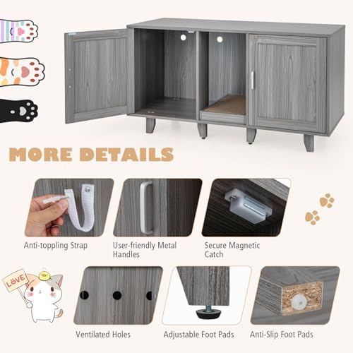 Tangkula Patented Double Cat Litter Box Enclosure - Image 5